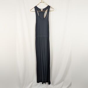 J. Crew Black Jersey Knit Sleeveless Maxi Dress Side Slits Summer Vacation Sz XS
